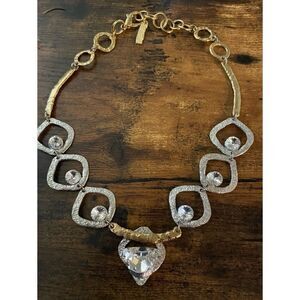 J.Jansen  VNT Swarovski 24K Gold Plated 80’s Necklace Stamped